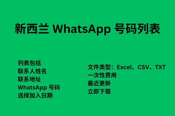 新西兰 WhatsApp 号码列表